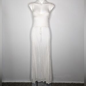 Victoria's Secret White Knit Crochet Low Cut Backless Cover Casual Lounge Dress